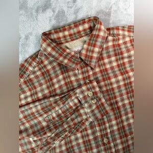 Vintage Twill Eddie Bauer Shirt Mens Large Plaid Twill Button Up Long Sleeve 90s